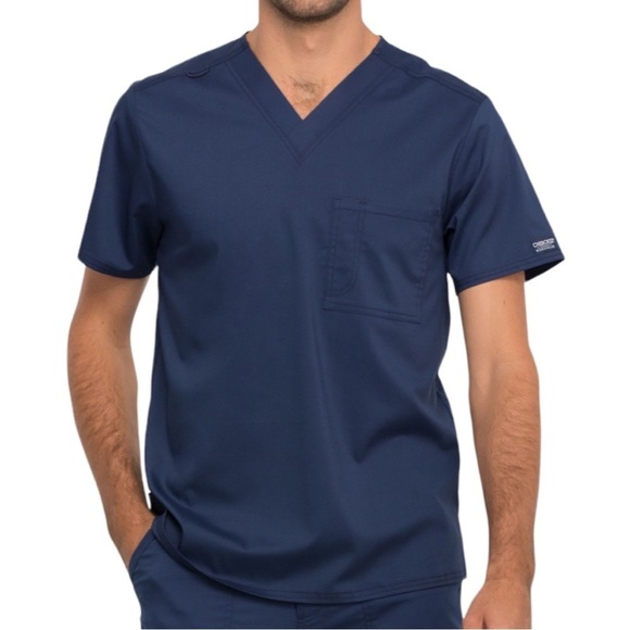 NEW Cherokee Workwear Navy V-neck Scrub Top - Picture 1 of 6
